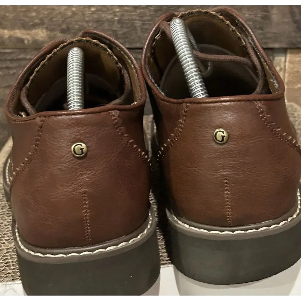 GUESS Jakey Men's Classic Brown Leather Derby Oxford Lace Up Size‎ 10 Shoes